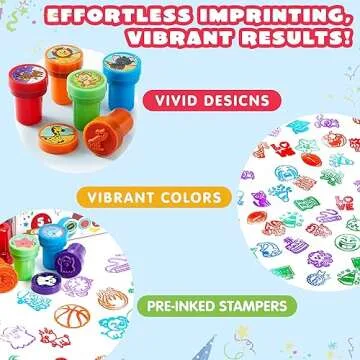 JOYIN 50 Pcs Assorted Stamps for Kids - Self-Ink Stamps with 50 Designs for Birthday Party Favor, Carnival Prizes, School Stampers, Goodie Bag, Halloween, Christmas (Zoo, Holiday Stampers)