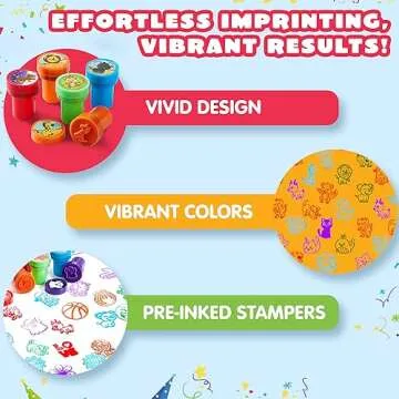 JOYIN 50 Pcs Assorted Stamps for Kids - Self-Ink Stamps with 50 Designs for Birthday Party Favor, Carnival Prizes, School Stampers, Goodie Bag, Halloween, Christmas (Zoo, Holiday Stampers)