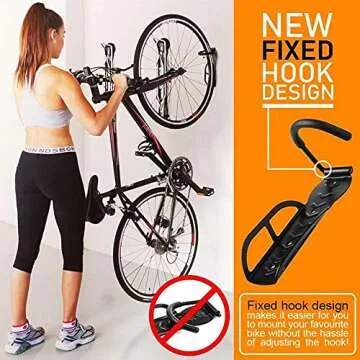 HOMEE Bike Rack Garage 2 Pack Bike Wall Mount Vertical Bike Hooks Storage System Wall Mount Bike Hanger for Garage Indoor Shed-Easy to install Use-Heavy Duty Holds up to 65 lb with Screws