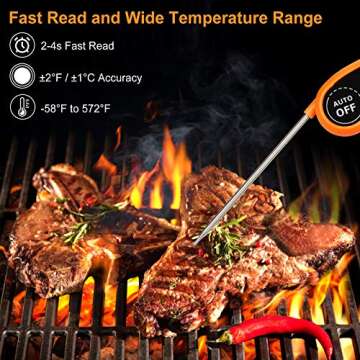 Comluck Instant Read Meat Thermometer - CA001 Digital Oven Cooking Food Min Max Thermometer Magnetic...