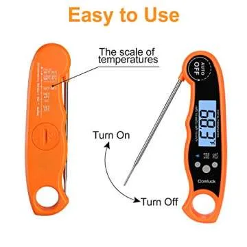 Comluck Instant Read Meat Thermometer - Waterproof & Fast