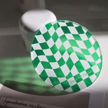 Kelendle Creative Acrylic Coasters Set of 6 Round Checkerboard Abstract Cup Mat Pad Mosaic Absorbent Coasters for Drinks Tabletop Protection for Table Bar Desk Home Decor Housewarming Gift