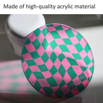 Kelendle Creative Acrylic Coasters Set of 6 Round Checkerboard Abstract Cup Mat Pad Mosaic Absorbent Coasters for Drinks Tabletop Protection for Table Bar Desk Home Decor Housewarming Gift