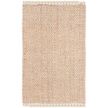SAFAVIEH Natural Fiber Collection Area Rug - 8' x 10', Ivory & Natural, Handmade Boho Diamond Tassel...