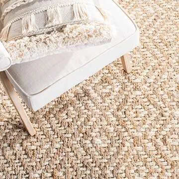 SAFAVIEH Natural Fiber Collection Area Rug - 8' x 10', Ivory & Natural, Handmade Boho Diamond Tassel Jute, Ideal for High Traffic Areas in Living Room, Bedroom (NF266A)