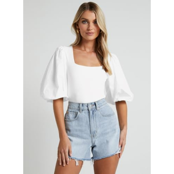 Nutssfiree Puff Sleeve Summer Blouse for Women