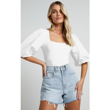 Nutssfiree Puff Sleeve Summer Blouse for Women
