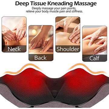 Papillon Massager for Neck and Back Pain Relief,Great Gifts for Women/Men/Dad/Mom Birthday,Shiatsu Shoulder Foot Massager with Heat,Mothers Day Gifts,Relaxation Gifts for Him,Her,Women,Men (Gray)