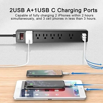 Yintar Surge Protector: 6 AC Outlets & 3 USB Ports