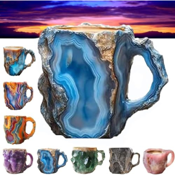 2024 YAKWLYQ Colorful Mineral Crystal Coffee Mugs - Elegant Christmas Gift