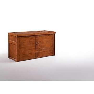 NIGHT & DAY Furniture Murphy Cube Cabinet Bed Pre-Assembled (Cherry, Queen)