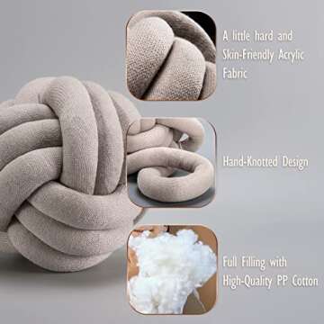 Picturesque Handmade Knot Ball Pillow - Creative and Healthy Home Decor for Sofa, Bed and Chair, Diameter about 10 inches