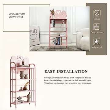 FIJOS Bookshelf, 4-Tier Open Bookcase, Toy Storage Shelf, Book Display Rack Suitable for Living Room, Bedroom, Toddler Room, 23.6" L