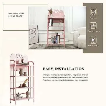 FIJOS Bookshelf, 4-Tier Open Bookcase, Toy Storage Shelf, Book Display Rack Suitable for Living Room, Bedroom, Toddler Room, 23.6" L