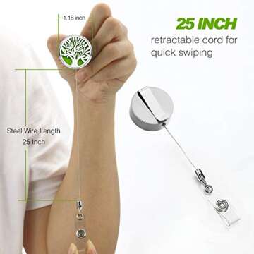 Retractable Badge Holder Reel Clip ID Upgrade for Nurse Essential Oil Diffuser Aromatherapy Heavy Duty Cute Name Card Holder for Teacher Tree of Life