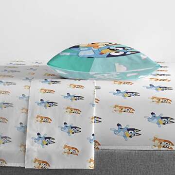 Jay Franco Bluey & Bingo Twin Size Sheet Set - 3 Piece Set Super Soft and Cozy Kid’s Bedding - Fade Resistant Microfiber Sheets (Official Bluey Product)