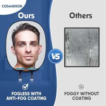 COSMIRROR Shower Mirror Fogless for Shaving with Updated Adhesive,360° Rotation,Two Razor Holders No-Drilling Fogless Mirror for Shower, Shatterproof & Waterproof Bathroom Shaving Mirror