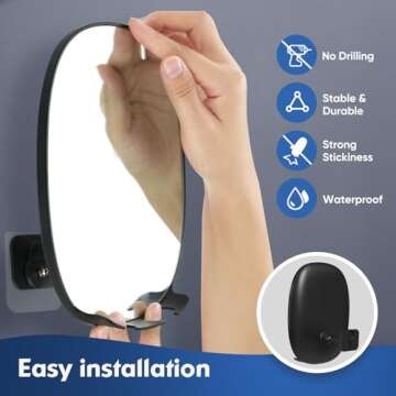 COSMIRROR Shower Mirror Fogless for Shaving with Updated Adhesive,360° Rotation,Two Razor Holders No-Drilling Fogless Mirror for Shower, Shatterproof & Waterproof Bathroom Shaving Mirror