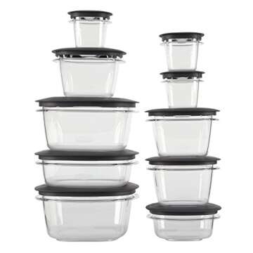 Rubbermaid Premier Easy Find Lids Meal Prep and Food Storage Containers, Set of 10 (20 Pieces Total)...