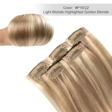 FUBILI seamless clip in hair extensions human hair Invisible PU Skin Weft Light Blonde Highlighted Golden Blonde hair extensions real hair 14 Inch 30g 5Pcs