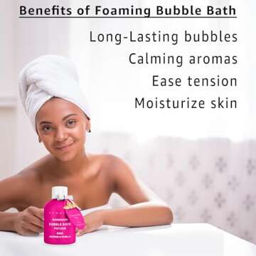 Magnesium Bubble Bath Rose Jasmine Vanilla - Luxury Long Lasting Bubble Bath for Sore Muscles - Epso...