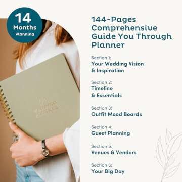 Nook Theory Comprehensive Linen Wedding Planner and Keepsake - Perfect for Newly Engaged Gift, Wedding Planning and Organizer Book for the Bride (Sage)