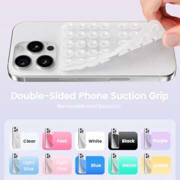 Klearlook Silicone Suction Cup Phone Case Mount Double Sided, Sticky Phone Grip with Higher Suction ...