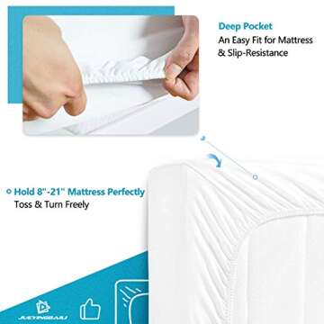 Mattress Pad Full Mattress Topper - Quilted Fitted Cooling Full Mattress Pads - Overfilled with Breathable Snow Down Alternative Filling Mattress Cover White