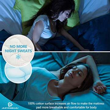 Mattress Pad Full Mattress Topper - Quilted Fitted Cooling Full Mattress Pads - Overfilled with Breathable Snow Down Alternative Filling Mattress Cover White