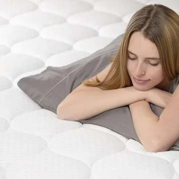 Mattress Pad Full Mattress Topper - Quilted Fitted Cooling Full Mattress Pads - Overfilled with Breathable Snow Down Alternative Filling Mattress Cover White