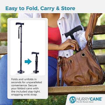 HurryCane Freedom Edition Foldable Walking Cane