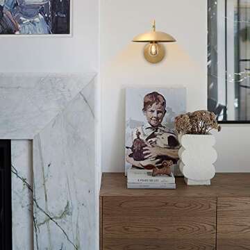 Pathson Adjustable Wall Sconce, Industrial Swing Arm Wall Lamp Hardwired with Metal Base, Retro Indoor Wall Light Fixtures Decor for Hallway Bedside Living Room (Brass)