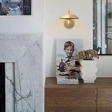 Pathson Adjustable Wall Sconce, Industrial Swing Arm Wall Lamp Hardwired with Metal Base, Retro Indoor Wall Light Fixtures Decor for Hallway Bedside Living Room (Brass)