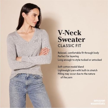 Amazon Essentials Women's Regular-Fit Lightweight Long-Sleeve V-Neck Sweater
