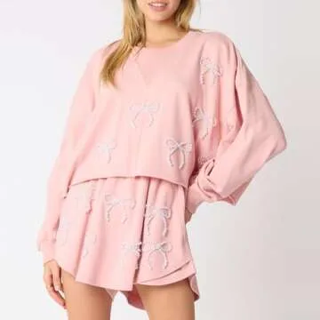 Chic KOSUSANILL Women 2 Piece Pearl Bow Sets for Style