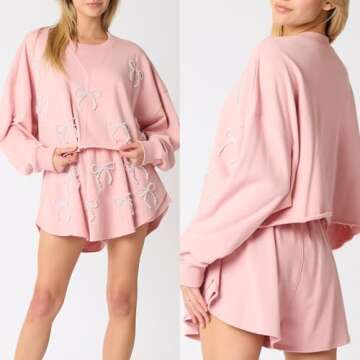 Chic KOSUSANILL Women 2 Piece Pearl Bow Sets for Style