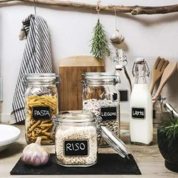 Bormiolio Rocco Clear Jar with Chalkboard, 17.5 Oz