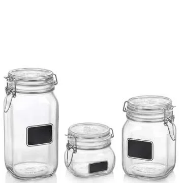 Bormiolio Rocco Clear Jar with Chalkboard, 17.5 Oz