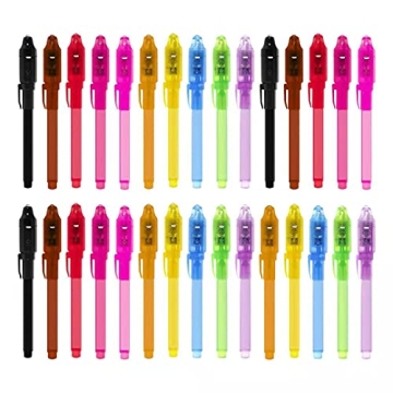 EODVICS Invisible Ink Pens with UV Light, 30Pcs Magic Spy Pens for Secret Messages, Fun and Colorful...