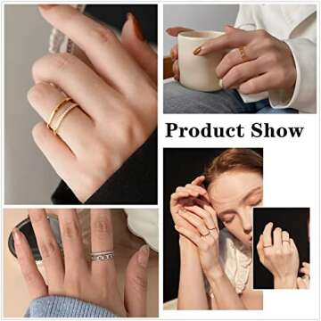 Honsny 8PCS 14K Gold Plated Stacking Rings Set for Women