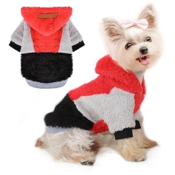 Dog Sweater Hoodie Fuzzy Dog Sweaters for Small Dogs Girl Boy Winter Warm Fleece Puppy Sweatshirt Cl...
