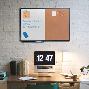 maxtek Combination Board, 36 x 24 Magnetic Whiteboard & Cork Board, Dry Erase Board Bulletin Combo Board for Home Office Classroom, 3' x 2' Wall Mounted Memo Message Board