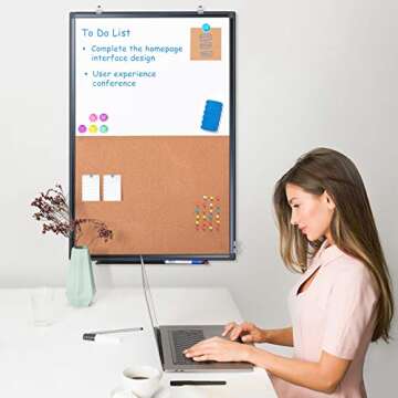 maxtek Combination Board, 36 x 24 Magnetic Whiteboard & Cork Board, Dry Erase Board Bulletin Combo Board for Home Office Classroom, 3' x 2' Wall Mounted Memo Message Board