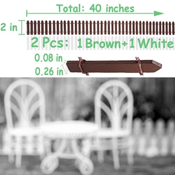 Miniature Fairy Garden Fence 40 Inch Brown White Outdoor Decor