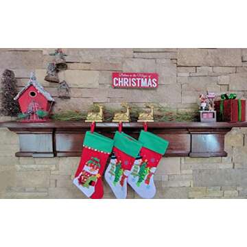 Lulu Decor, 100% Cast Iron Antique Gold Deer Stocking Holders, Cute Stocking Hooks, Measures 4.5" L x 7" H, Weighs 2 lb 10 oz(Deer 2 pcs)