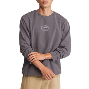 PacSun Men's Washed Los Angeles Embroidered Crew Neck Sweatshirt - Washed Black