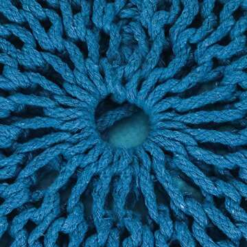 Joveco Ottoman Pouf Foot Rest- Round Pouf Ottoman Footstool- Hand Knitted Cotton Pouf Footrest- Knit Ottoman Accent Seating Chair for Living Room Nursery and Bedroom (Blue)