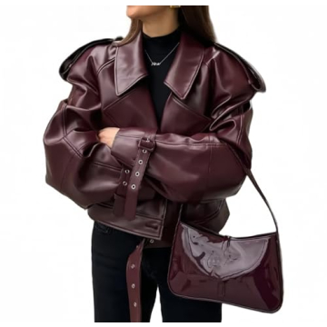 NIFTRIRY Women’s Stylish Faux Leather Jacket for Fall 2024