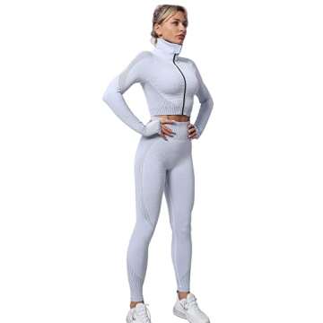 YETOWA Women's 3pcs Seamless Outfit Workout Sets Gym, Fitness Sports Tracksuit Workout Set Running Clothes Yoga Sportswear