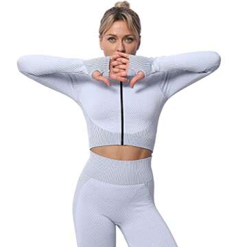 YETOWA Women's 3pcs Seamless Outfit Workout Sets Gym, Fitness Sports Tracksuit Workout Set Running Clothes Yoga Sportswear